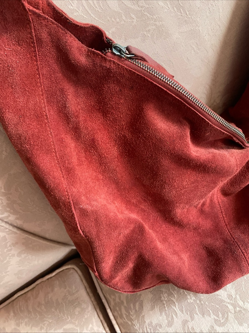 Free People Roma Rust Red Suede Hobo Shoulder Bag - Picture 6 of 13